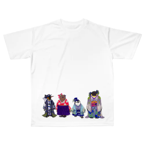 いずれ菖蒲か杜若₋Aptenodytes Kimono Penguins- All-Over Print T-Shirt