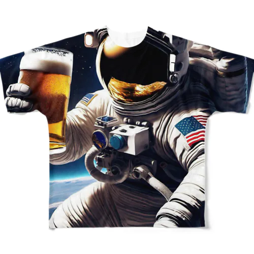 酒飲みアストロノーツ All-Over Print T-Shirt