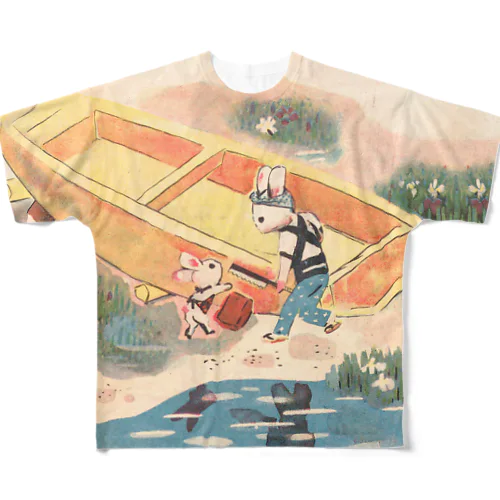 うさぎのおやこ /『お山のこども』より All-Over Print T-Shirt