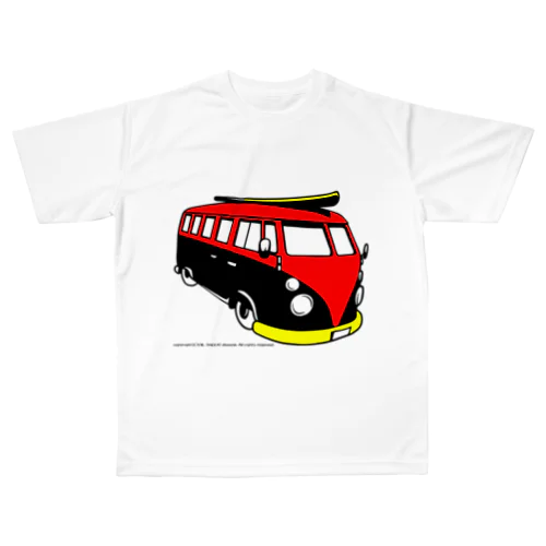 レッド&ブラックのビーチバス All-Over Print T-Shirt