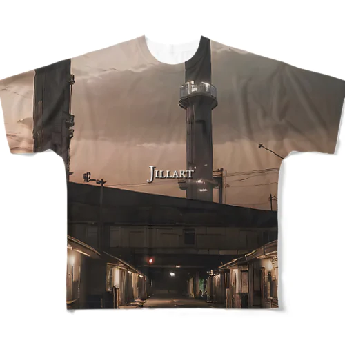 夕暮れの工場アート All-Over Print T-Shirt