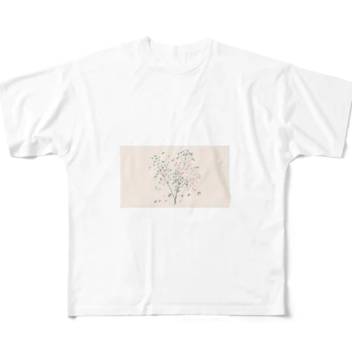霞草と雫 All-Over Print T-Shirt
