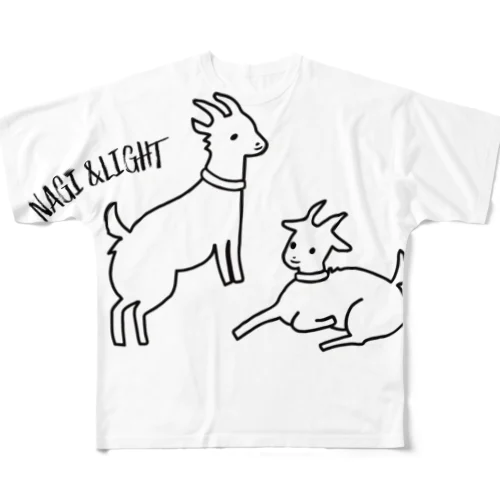 【かわいいヤギのナギ＆ライト】 All-Over Print T-Shirt