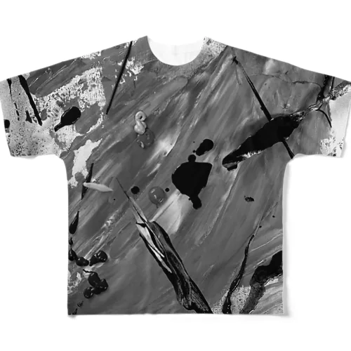 絵の具 モノクロ All-Over Print T-Shirt