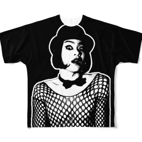 蜂鳥あみ太＝４号フルグラフィックTシャツ「スタンダードかつ無難ブラック」 All-Over Print T-Shirt