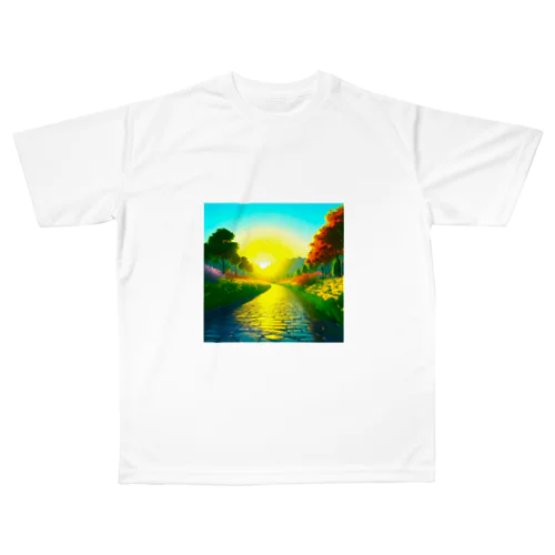 雨に濡れた石畳 All-Over Print T-Shirt