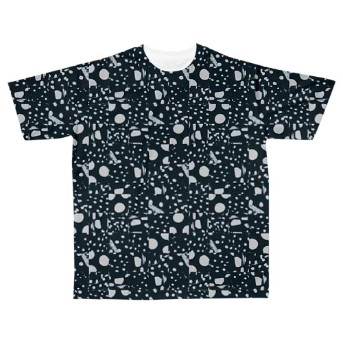 ドットコラージュ ブラック　フルグラフィック All-Over Print T-Shirt