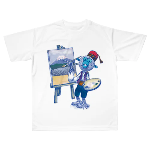 富士山　Art Hazel　“フロントアート/バックテキスト” All-Over Print T-Shirt