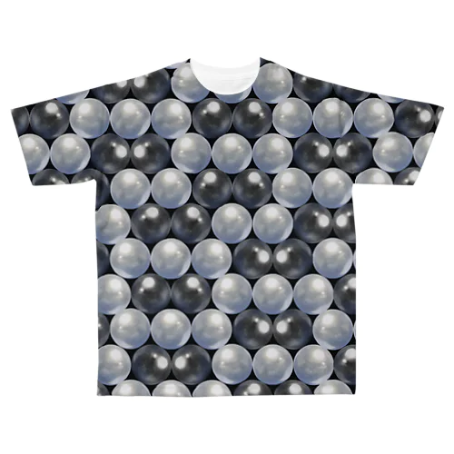 ホワイトパール&ブラックパール敷き詰めドット All-Over Print T-Shirt