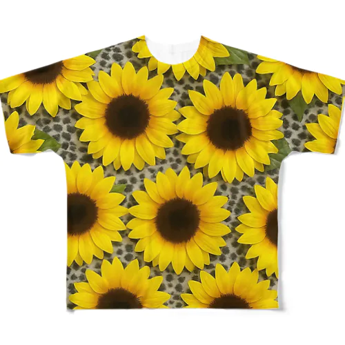 華麗なるヒョウ柄ひまわり🌻✨️ All-Over Print T-Shirt