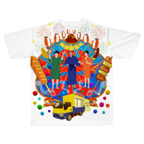 ひみつ基地。千葉の親子三代夏祭り2025 出店記念グッズ All-Over Print T-Shirt