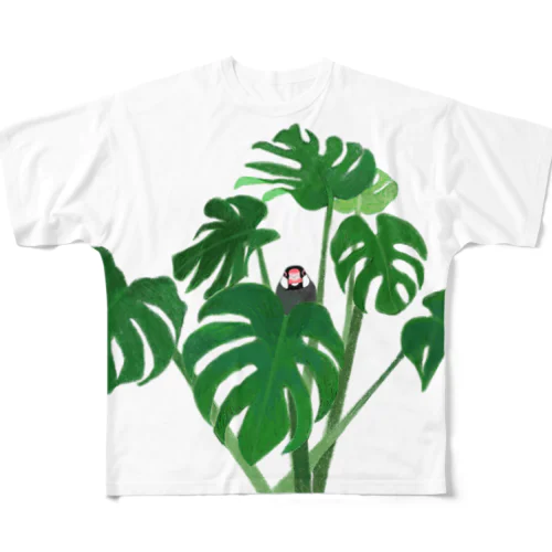 桜文鳥とモンステラ All-Over Print T-Shirt