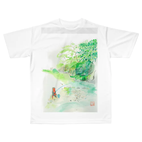 渓流釣り　片面Tシャツ All-Over Print T-Shirt