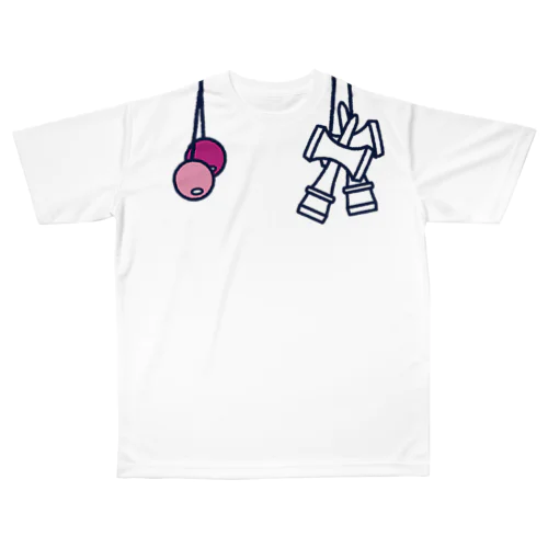 けん玉ルックTシャツ（左利き） All-Over Print T-Shirt