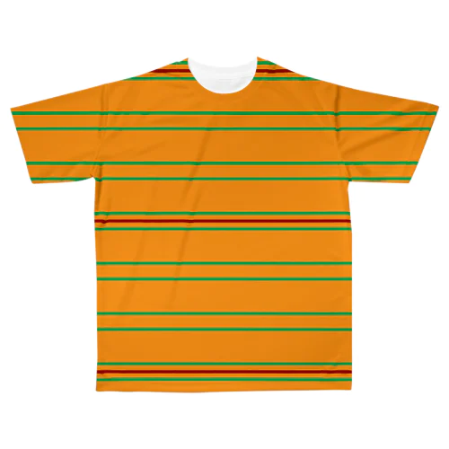 ボーダー3 オレンジ All-Over Print T-Shirt