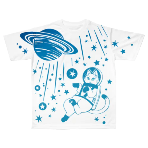 白猫の夢・宇宙の夢 All-Over Print T-Shirt