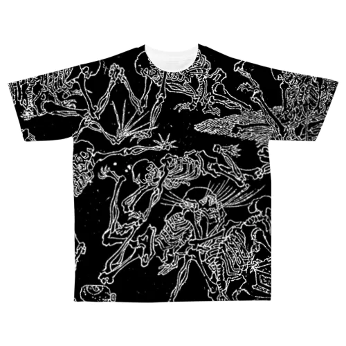 河鍋暁斎　髑髏 All-Over Print T-Shirt