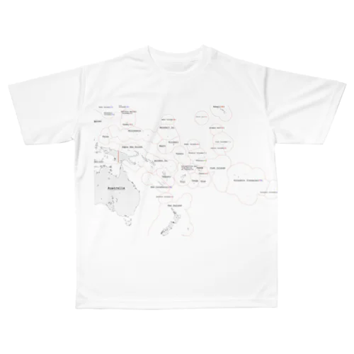 ポリネシアmapフルグラフィックTシャツ All-Over Print T-Shirt