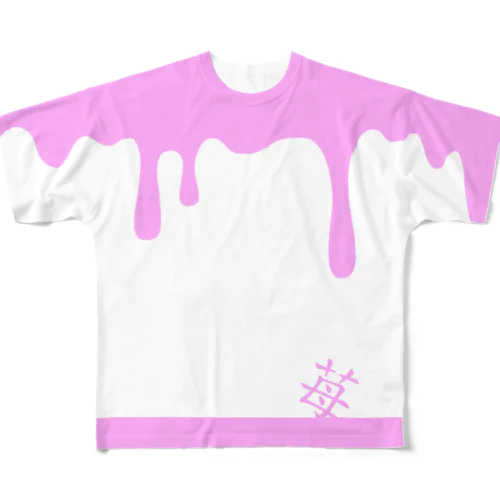 ピンク白ドロドロ「苺」 All-Over Print T-Shirt