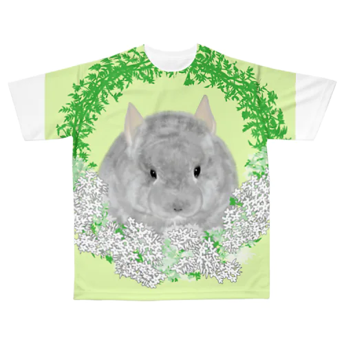 ふわふわチンチラ(リース) All-Over Print T-Shirt