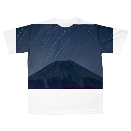 地球は回る　富士山と星 All-Over Print T-Shirt