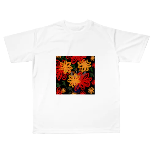 花束たぬき All-Over Print T-Shirt