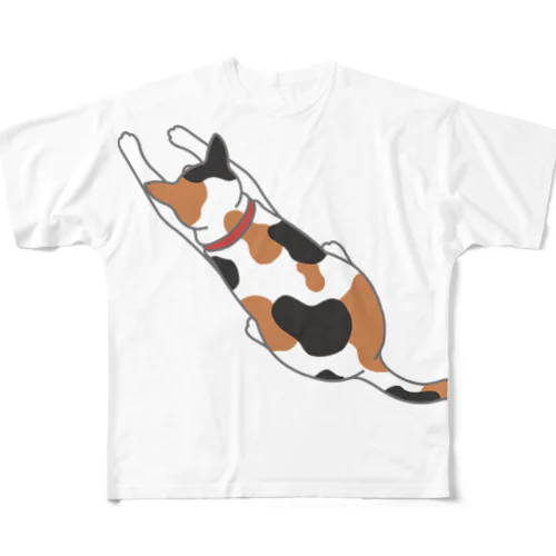 じゃれつく三毛猫のカワイイ背中 All-Over Print T-Shirt