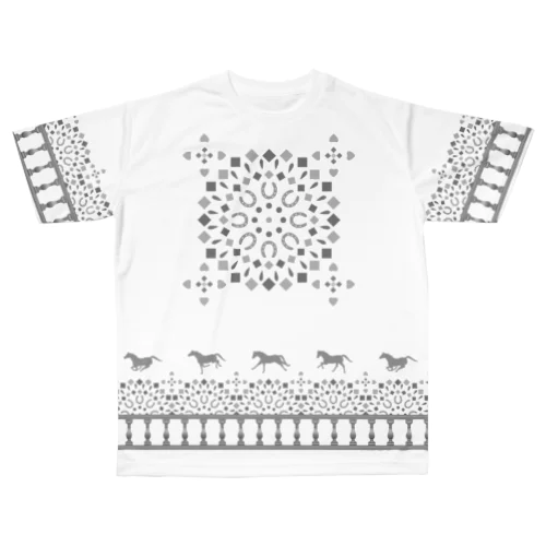 ぐるぐる駈歩グレー All-Over Print T-Shirt