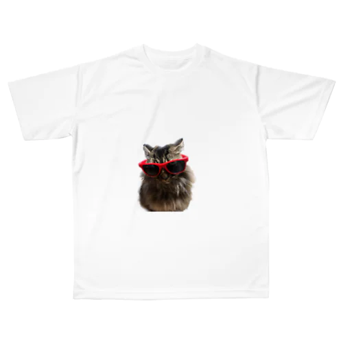 Neconeko SORA-kun サングラスRED All-Over Print T-Shirt