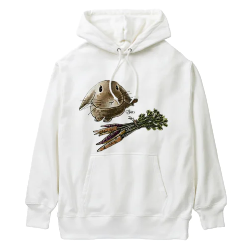 たれ耳うさぎのオリーとにんじんの束 Heavyweight Hoodie