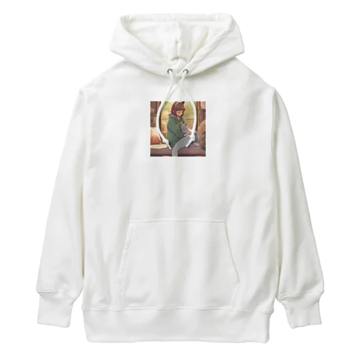 ぬくもりの時間 - 膝の上でくつろぐ猫 - Heavyweight Hoodie
