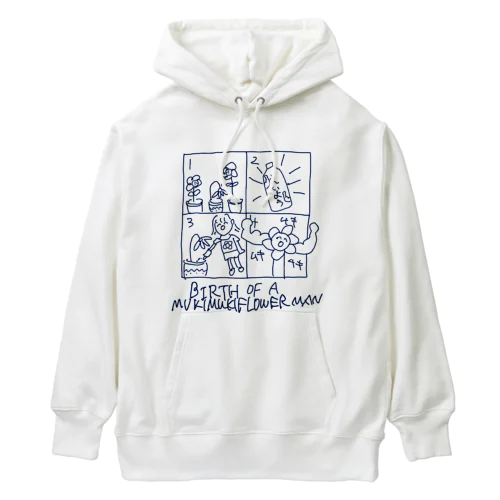 ムキムキフラワーマン誕生の物語 ラフ絵 Heavyweight Hoodie