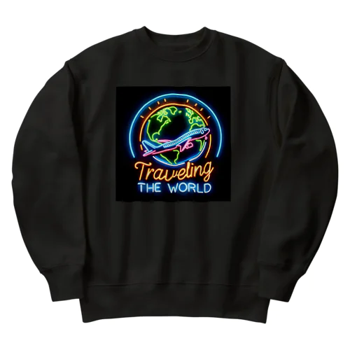 ネオンの輝き☆世界旅行 Heavyweight Crew Neck Sweatshirt