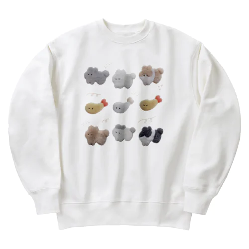 もふもふなうさぎとエビ天。 Heavyweight Crew Neck Sweatshirt