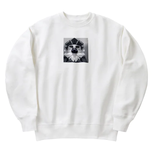 折り紙風シロテテナガザルグッズ Heavyweight Crew Neck Sweatshirt