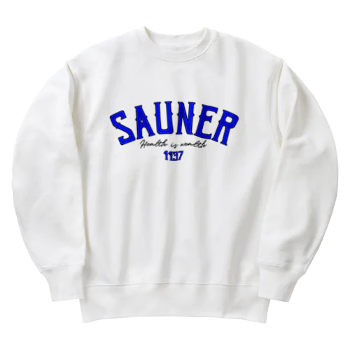 SAUNER1137 Blue Heavyweight Crew Neck Sweatshirt