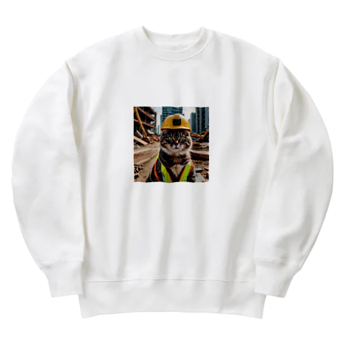 建設現場の猫 Heavyweight Crew Neck Sweatshirt