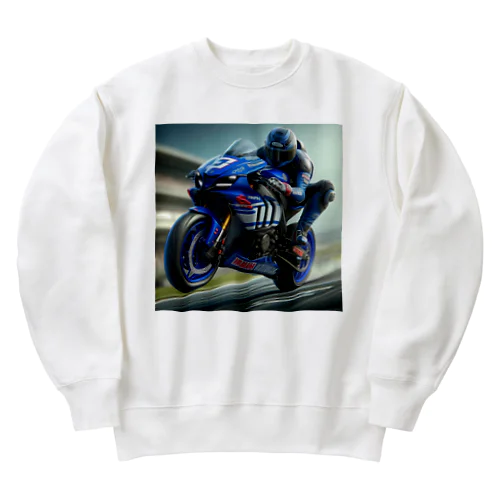 ロードレース モーターサイクル アクション Heavyweight Crew Neck Sweatshirt