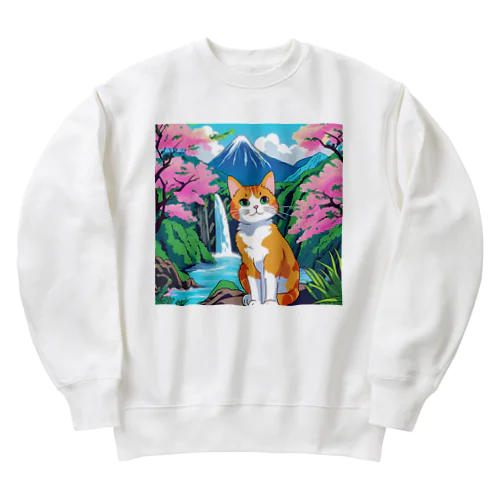 日本を旅する猫 Heavyweight Crew Neck Sweatshirt