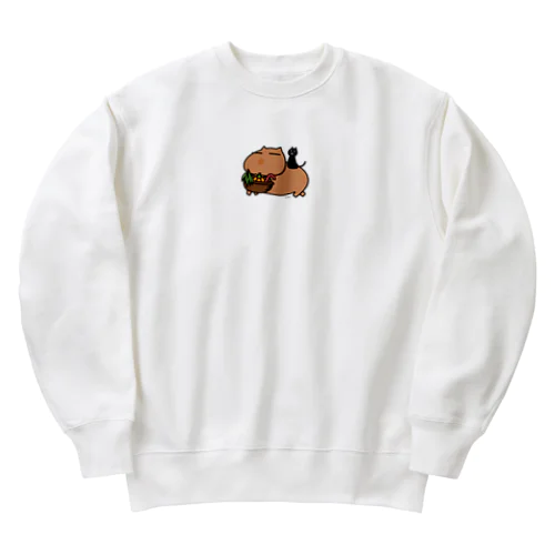 カピバラと黒猫 Heavyweight Crew Neck Sweatshirt