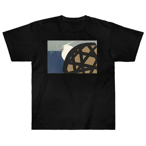 和風　神坂雪佳 「白鷺」 （1909） Heavyweight T-Shirt