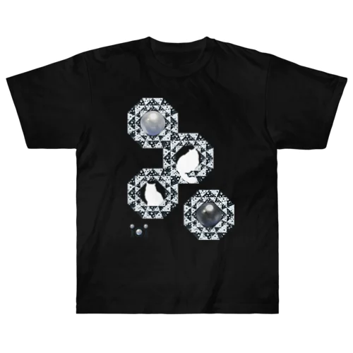 ドットコラージュリングと白猫パールデコ Heavyweight T-Shirt