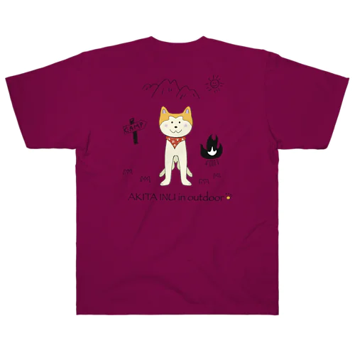 アウトドア大好きバンダナ秋田犬 Heavyweight T-Shirt