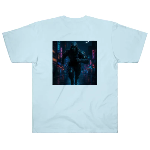 ネオン街を疾走するニンジャ Heavyweight T-Shirt