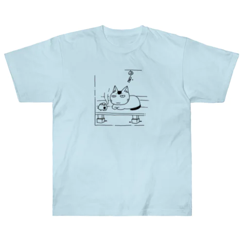 縁側にゃんこ Heavyweight T-Shirt