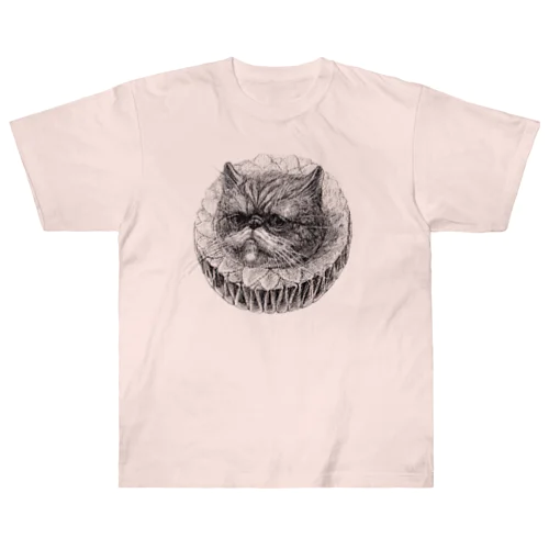 猫と襟（エキゾチックショートヘア） Heavyweight T-Shirt