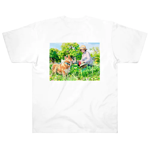 野原とコーギー Heavyweight T-Shirt