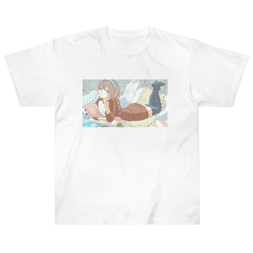 登山計画中女子 Heavyweight T-Shirt