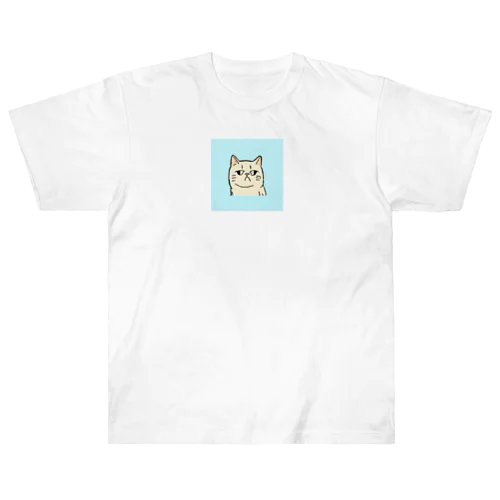 ふてくされたネコくん(水色) Heavyweight T-Shirt