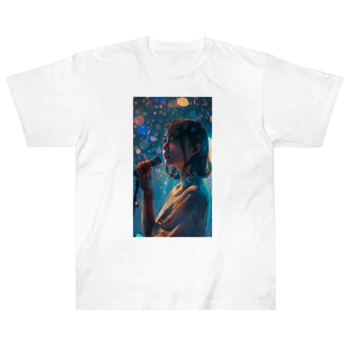 「夜に咲くメロディ」Tシャツ – シンガーと光の詩（うた） Heavyweight T-Shirt
